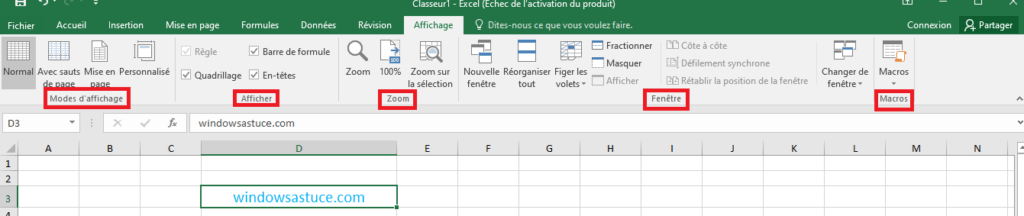 Affichage Excel