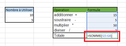 Fonctions Excel