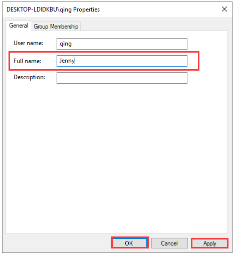 modifier nom utilisateur windows 10