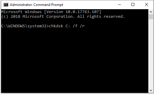chkdsk C : f/r Windows 10