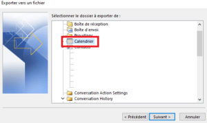 Comment exporter calendrier Outlook vers un fichier CSV sous Windows 10