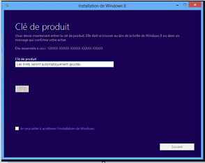 Clé activation Windows 8