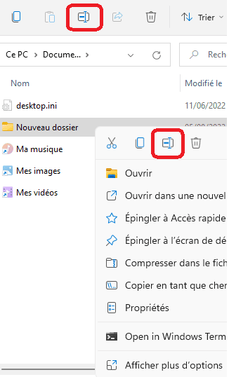 renommer fichiers et dossiers dans Windows 11