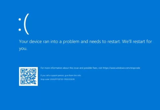 Erreur UNSUPPORTED_PROCESSOR avec Windows 11 et écran bleu : voici pourquoi
