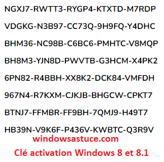 Clé activation Windows 8 et 8.1 qui fonctionne