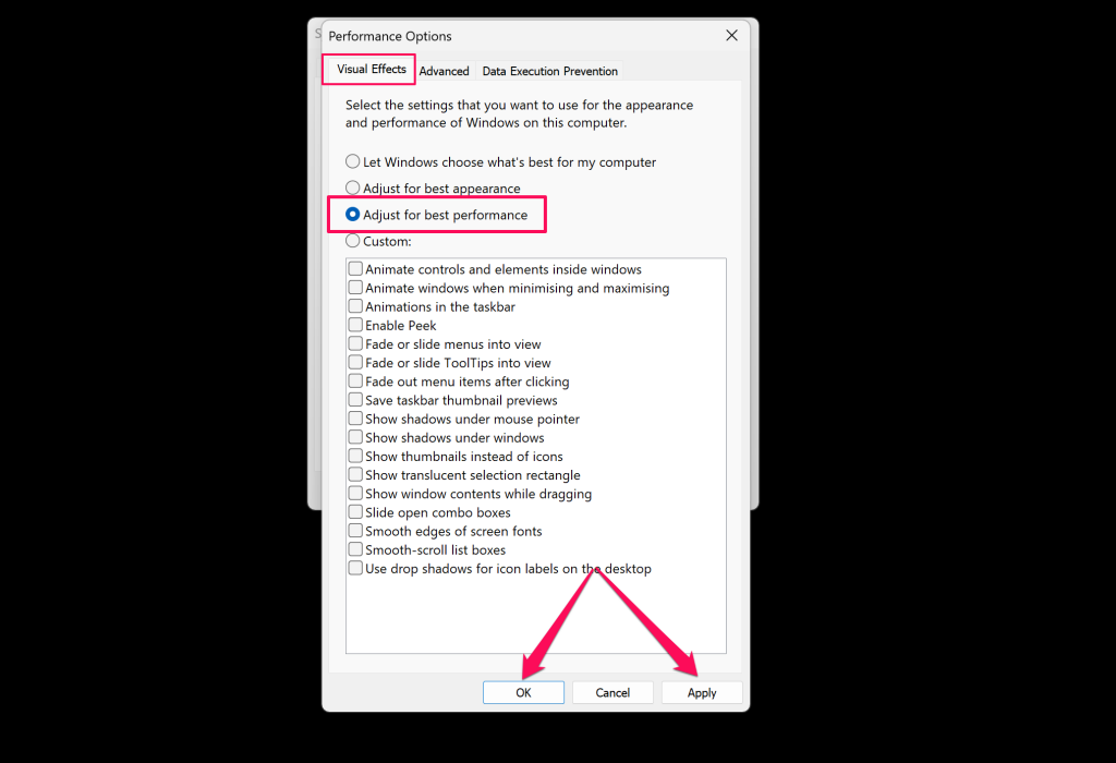Étapes pour ajuster les effets visuels pour obtenir les meilleures performances sous Windows - ajuster-windows-pc-visual-effects-for-best-performance