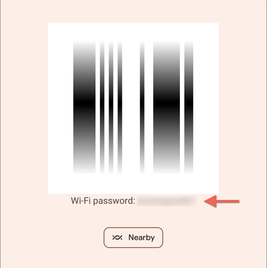 Le mot de passe Wi-Fi mis en évidence dans Paramètres. - Code 5-qr