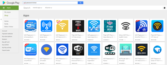 Le Google Play Store pour Android. - wifi-mot de passe-show-apps