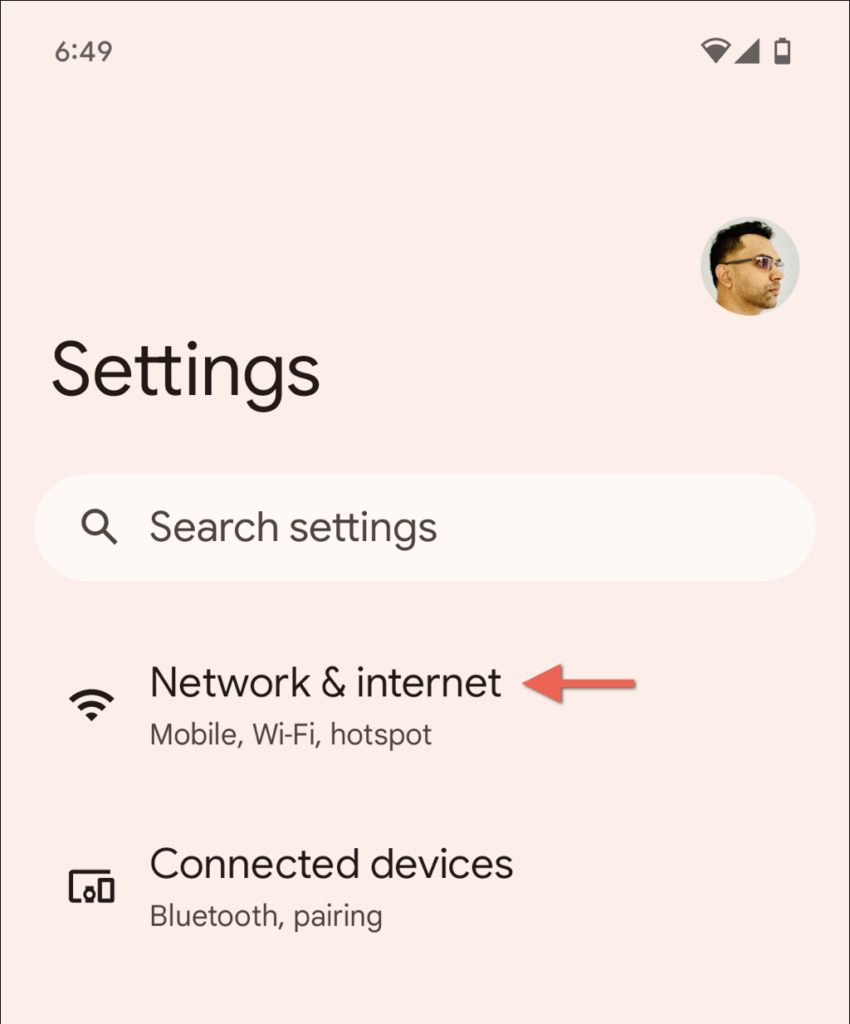 "Réseau & Internet" option mise en évidence dans Paramètres. - 1-paramètres Android