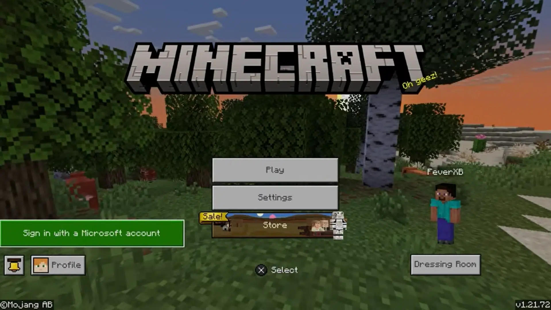 Sélection de la connexion avec Google dans Minecraft